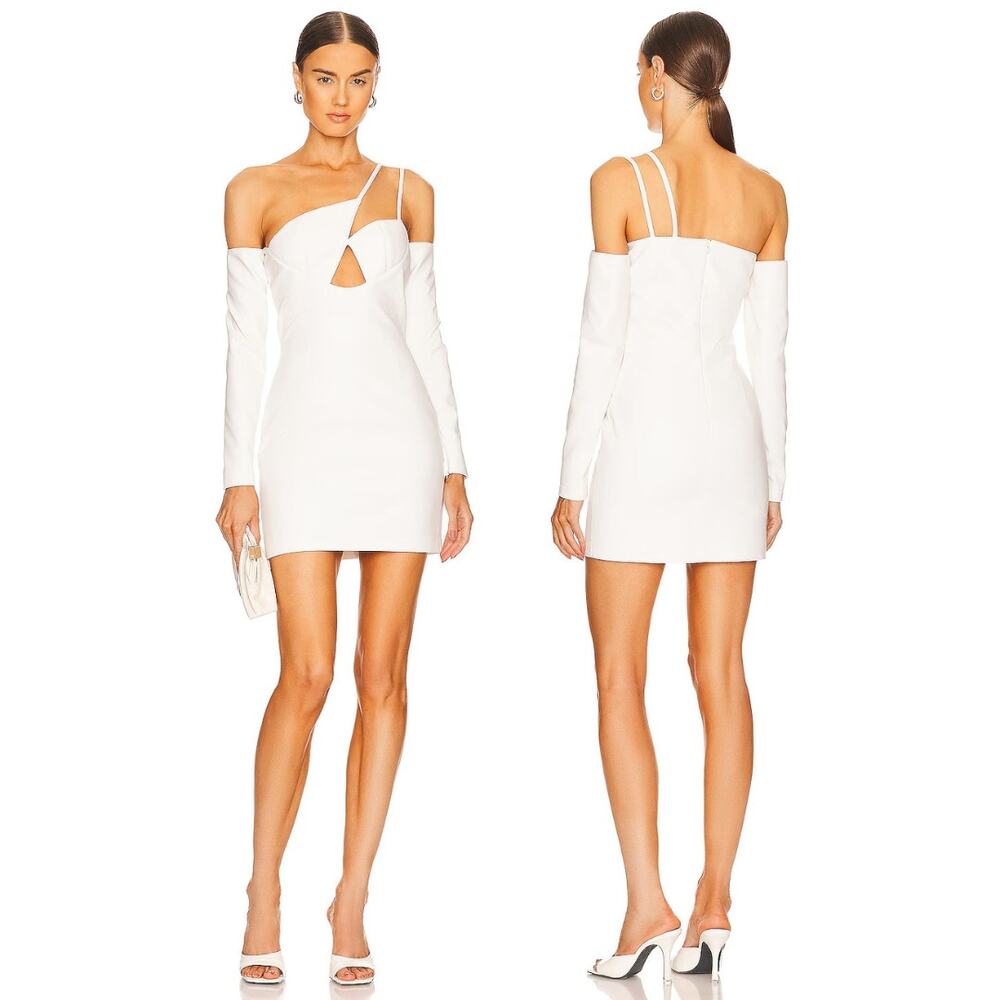Ceren Ocak Bridal Cut Out Mini Dress Faux Leather Off The Shoulder Small